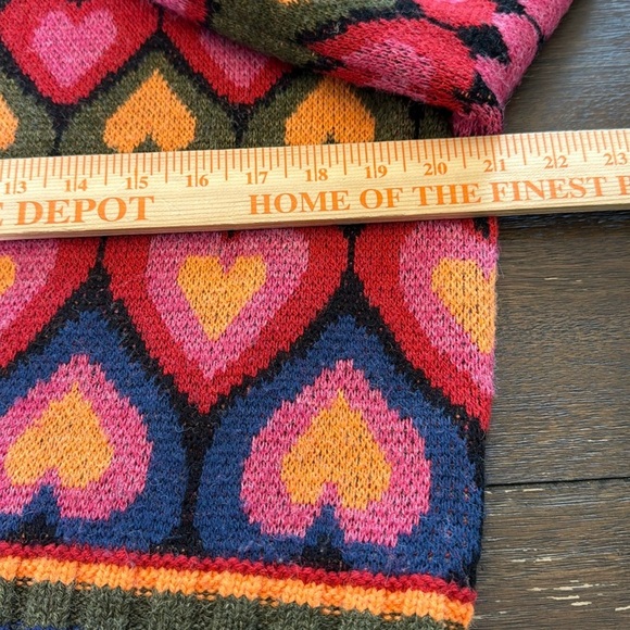 Farm Rio Colorful Heart Pattern Sweater Size Large - Picture 7 of 11